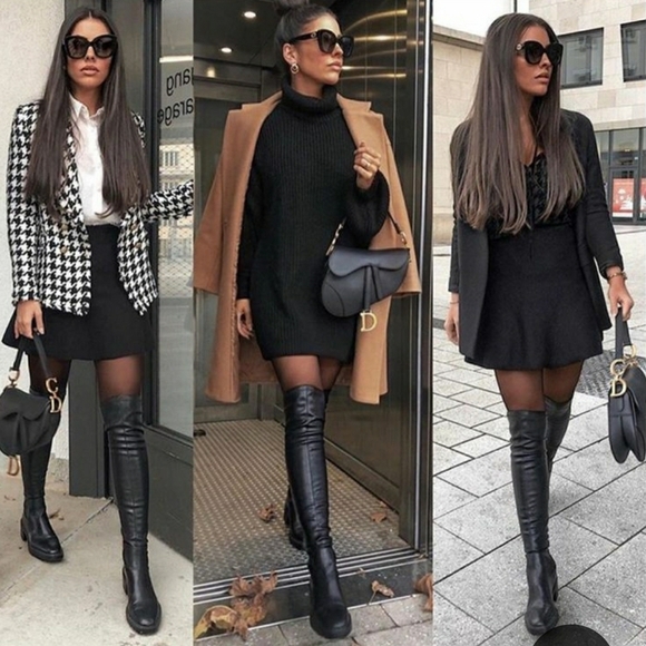 Biker Tall Whimsigoth Black Baddie Sexy Rider Grunge Over Knee Boot New - Picture 2 of 2